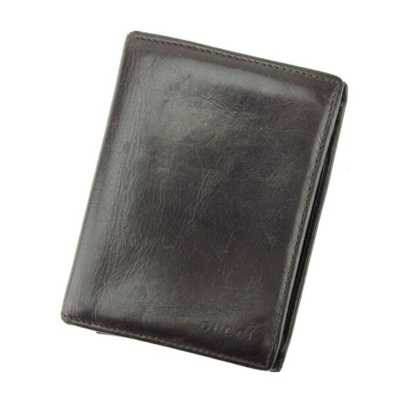 AUTHENTICITY GUARANTEE GUCCI card case logo leather